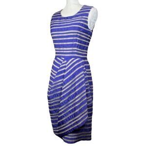 Lela Rose Silk‎ Sleeveless Dress Violet Purple / Nude Stripes Zip Back Size 4